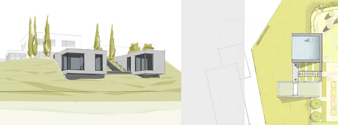 Visualisierung Perspektive und Lageplan Entwurf