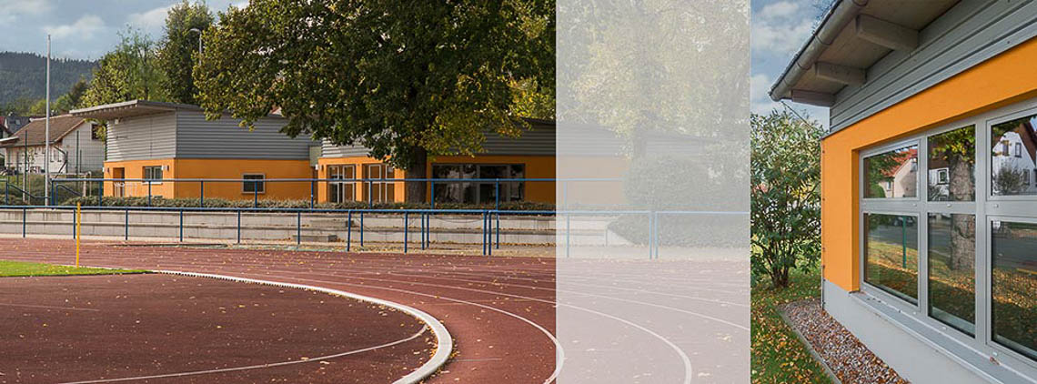 Stadionblick mit Vereinsgebäude