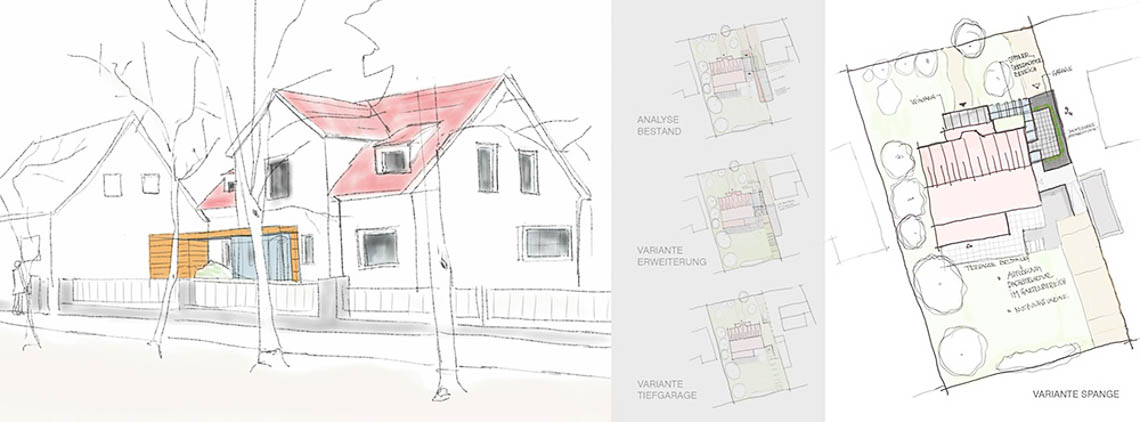 Entwurfskizzen Grundriss Lageplan