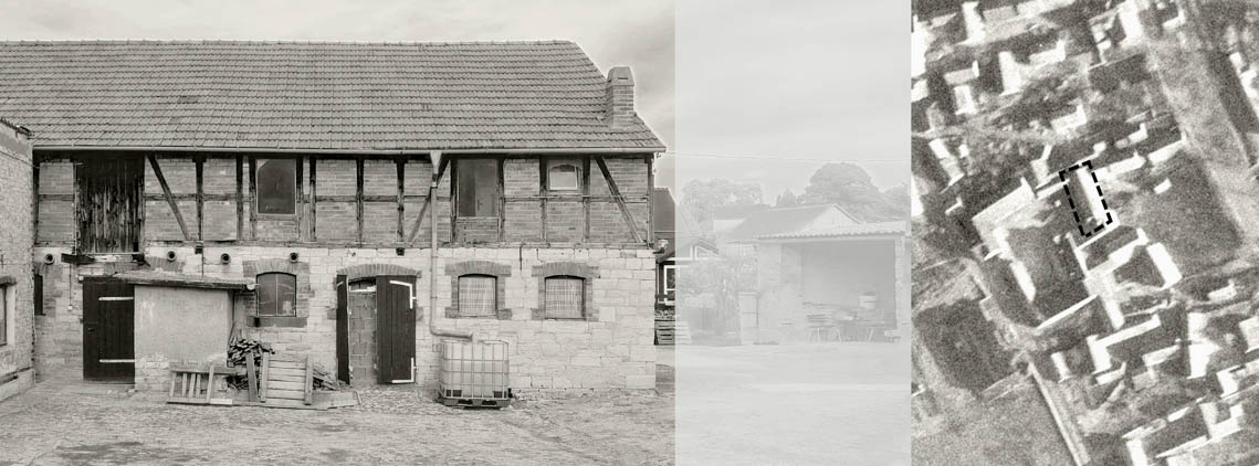 Bestand Scheune Fachwerk und Luftbild 1945 Bestand Scheune Fachwerk und Luftbild 1945