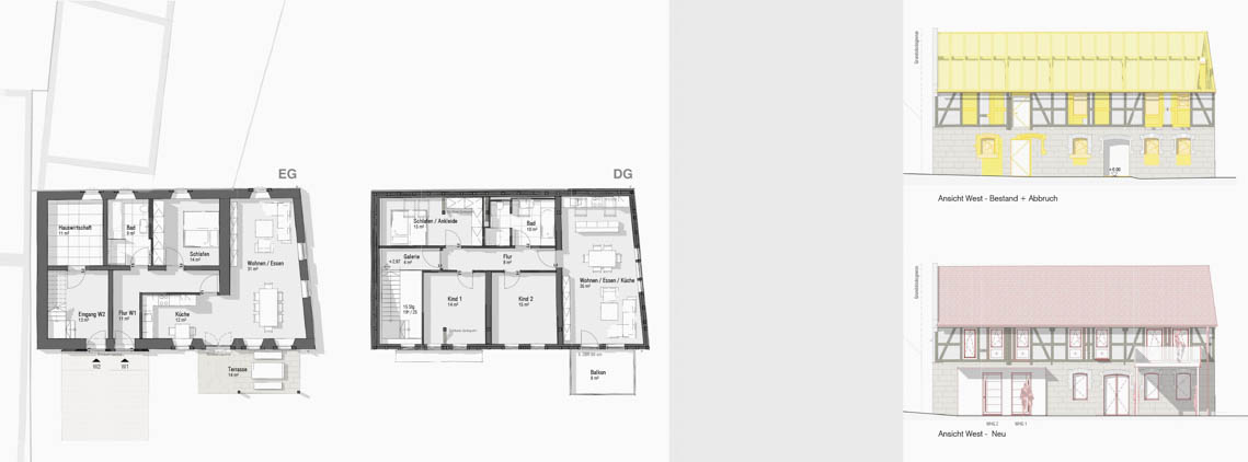 Umbau Scheune zum Wohnhaus Grundrisse Entwurf und Ansichten Genehmigungsplanung Umbau Scheune zum Wohnhaus Grundrisse Entwurf und Ansichten Genehmigungsplanung