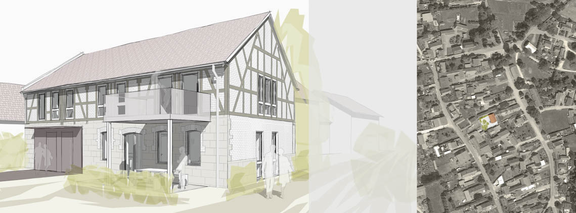 Umbau Wohnhaus Entwurf Perspektive und Lageplan Umbau Wohnhaus Entwurf Perspektive und Lageplan