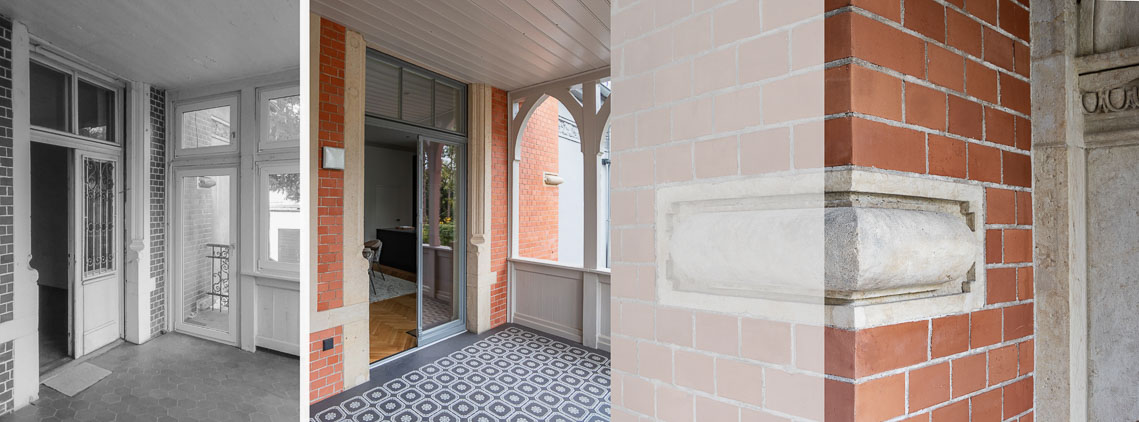 2022 erfurt sanierung umbau villa kaestner denkmal veranda holzfenster fliesen holzornament